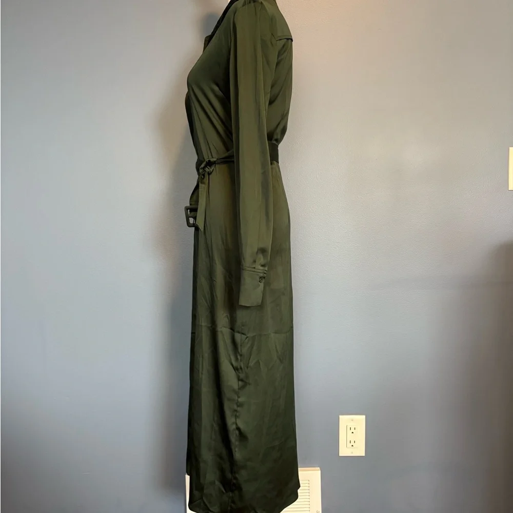 Aritzia Babaton Forest Green Button-Up Midi Dress w/ Belt size 2 - Picture 9 of 11